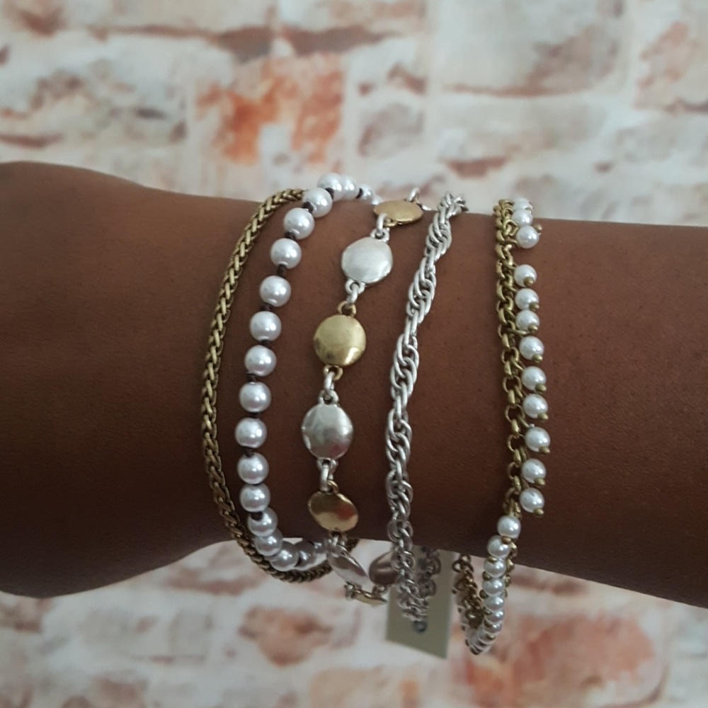 Lucky Brand Two Tone Pearl Layered Bracelet - Picture 5 of 5